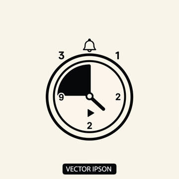 A clock icon with triangular segment and bell