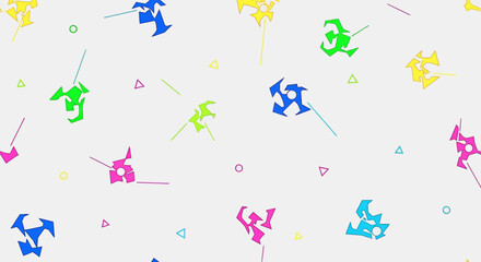 Obraz premium Abstract Geometric Shapes, Colorful Lollipops, Playful Pattern, White Background