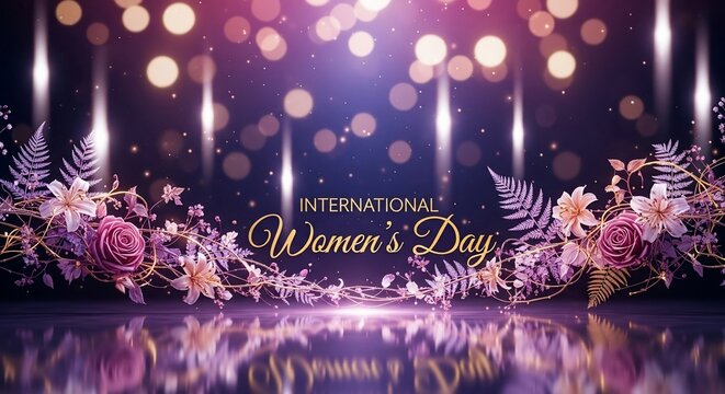 国際女性デー、華やかな祝賀、輝き、花、光、きらめき