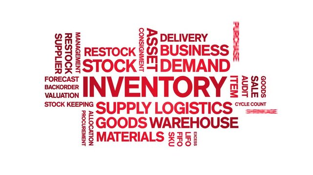 inventory animated word cloud-text design animation tag kinetic typography seamless loop.
