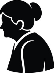 Silhouette profile portrait of elderly woman with hair bun. © A. Intelligence