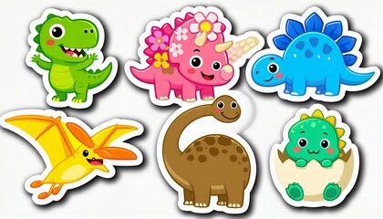 Fototapeta premium Cute Dinosaur Stickers Collection
