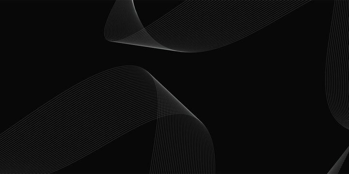 Contemporary Dark Background: Abstract White Wavy Lines Design on Black Backdrop for Modern Projects, Perfect for Tech and Creative Visuals, Enhancing Depth and Elegance