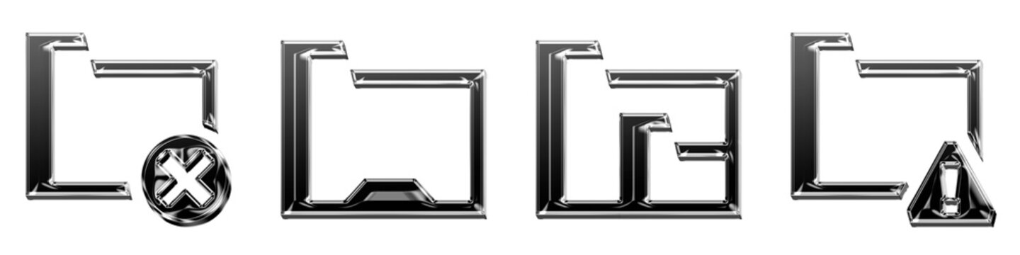 Modern 3D volumetric icon collection - delete folder, file explorer new, file submodule, and folder invoices 3. Folders and files document storage. Premium rendered design.