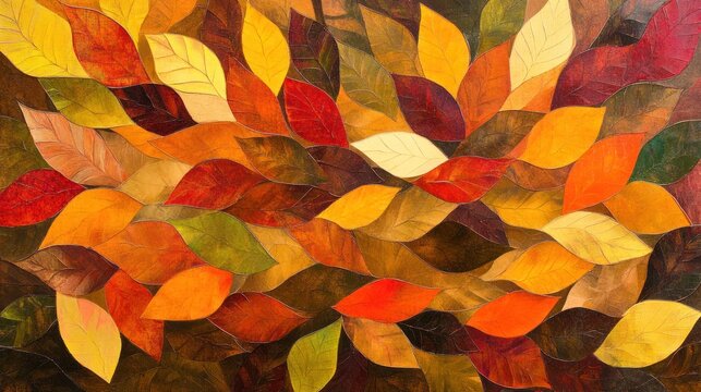 Autumn leaves mosaic art background