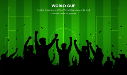 Football World Cup Celebration Fans Silhouette Illustration © jm