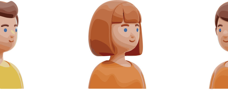 Cute girl avatar portrait vector illustration featuring young female character with short hair friendly expression modern flat style design for profile and icons