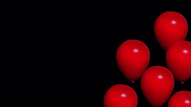 Looping Red Balloons on transparent background
