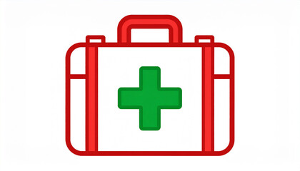 Obraz premium Red First Aid Kit With Green Cross Symbol On White Background medical health
