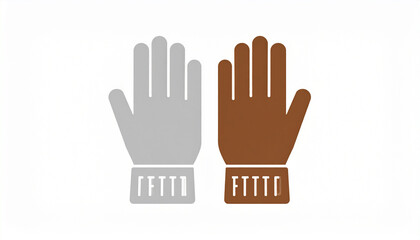 Obraz premium Two Stylized Gloves, One Gray and One Brown, on White Background pair of gloves handwear