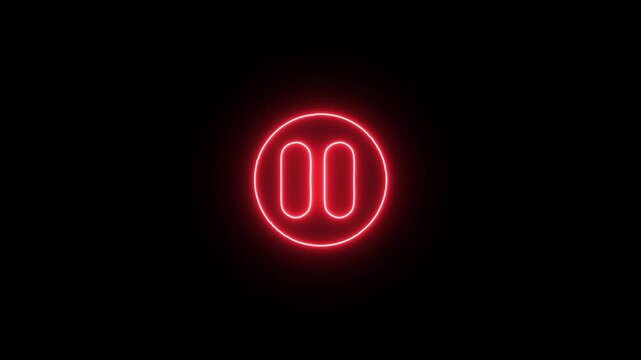 Neon on and off switch icon sequence on black background