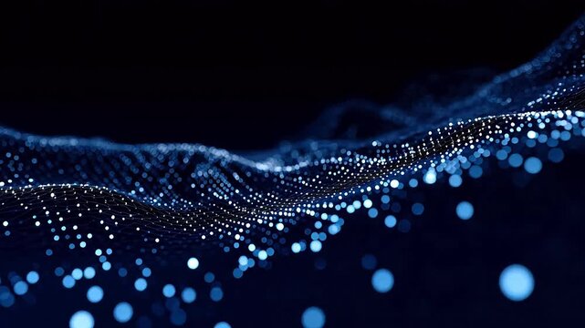 Digital wave of glowing blue dots