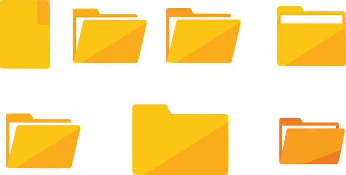 Folder Icons Set in Different Styles and Views for File Management, Organization, and Design Projects