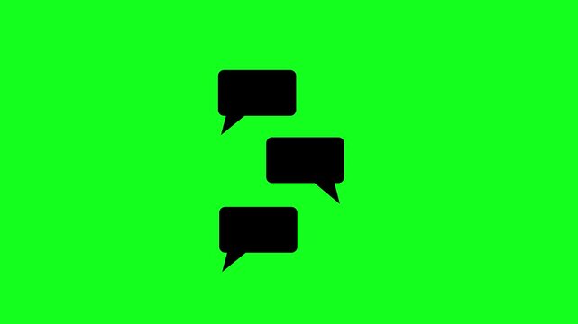 Speech bubble animation on green screen background three frame sequence