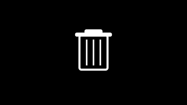 Trash can icon set with varying fill levels white silhouette