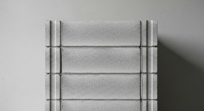 Interlocking Concrete Blocks Form a Textured Foundation or Wall Base in Construction