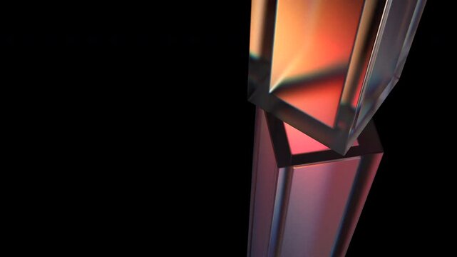 Abstract animation, rotating glass cubes, 3d animation 4k seamless loop