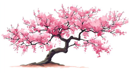 Fototapeta premium Cherry Blossom Sakura Tree Isolated White Background