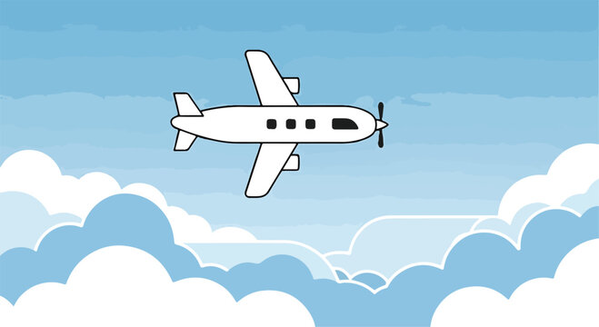 A white airplane flying in a blue sky