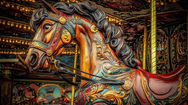 Majestic Carousel Horse with Intricate Mane (fadzm2 Gigapixel)