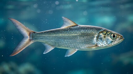 Fototapeta premium Gray fish swimming in ocean water.