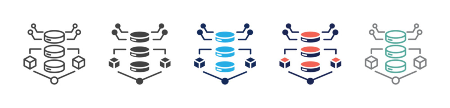 data chain icon set consisting of multiple styles. vector illustration