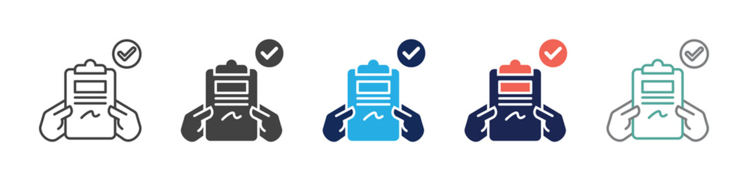 consent form icon set consisting of multiple styles. vector illustration
