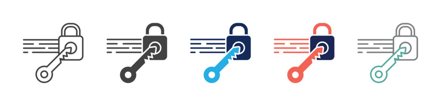 encryption key icon set consisting of multiple styles. vector illustration