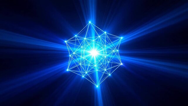 Abstract geometric network structure with glowing lines and nodes