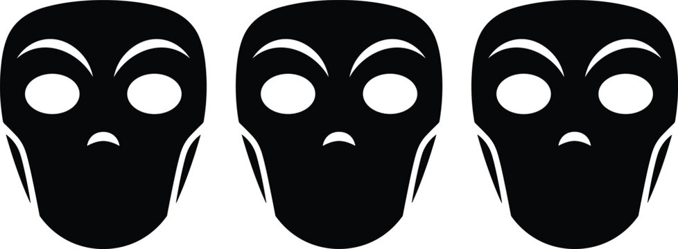 Alien Mask Set in Black and White for Sci-Fi, Space, and Mystery-Themed Designs