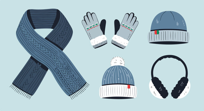 Winter clothing accessories illustration