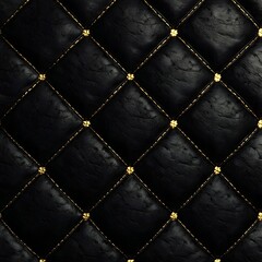 Fototapeta premium High quality leather dark blue with gold buttons luxurious quilted seamless design