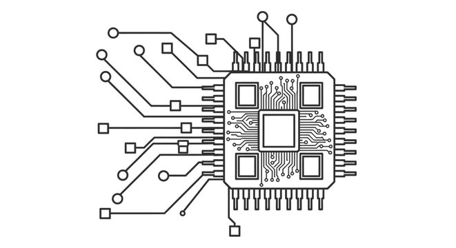 Circuit board schematic graphic illustration isolated on white background
