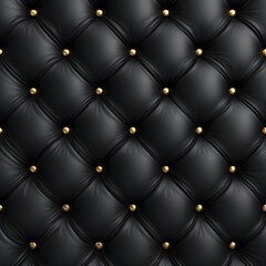 Fototapeta premium High quality leather dark blue with gold buttons luxurious quilted seamless design