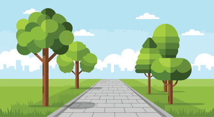 A serene park scene with trees and a pathway © Tarino