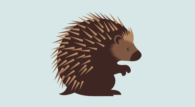 Cute Cartoon Echidna Illustration on Light Blue Background