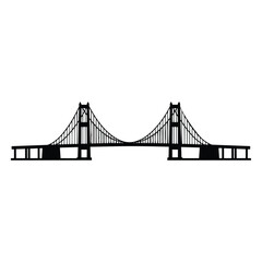 Fototapeta premium Suspension bridge structure isolated on white silhouette