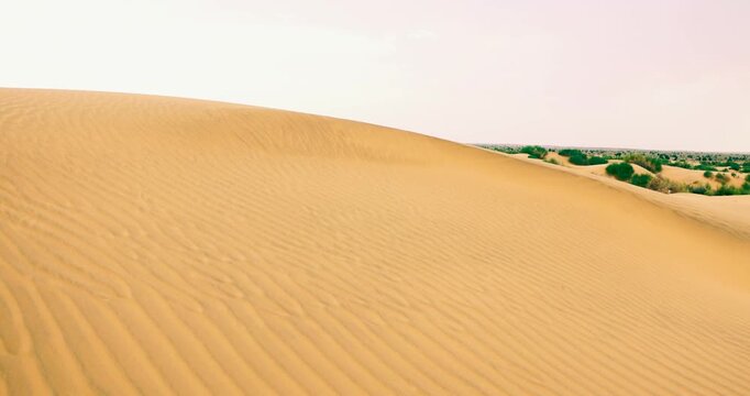 Aerial Sunset View of Sand Dunes in Jaisalmer Thar Desert Rajasthan India