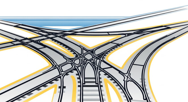 Complex railway junction with multiple tracks and switches.