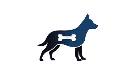 Fototapeta premium Dog Silhouette with Bone Inside, Pet Care and Veterinary Logo Concept