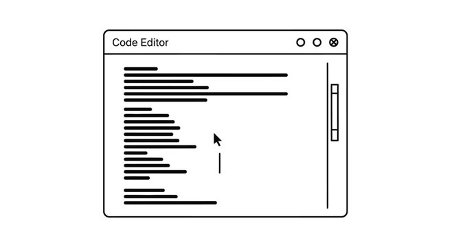 Code editor interface illustration for software development and web design