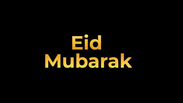 Eid Mubarak Golden Text Greeting on Elegant Black Background for Festive Islamic Celebrations and Cards