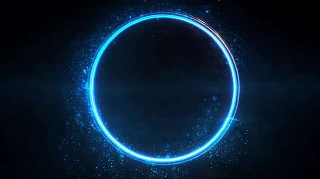 Blue circle glow border, alpha channel, seamless loop
