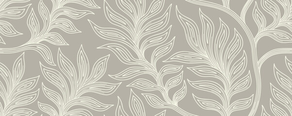 Abstract floral palm leaves seamless pattern background. © andin