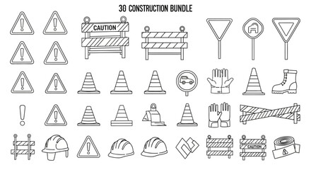 Construction signs and safety symbols. © simbok84