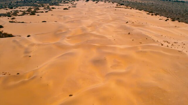 Aerial Sunset View of Sand Dunes in Jaisalmer Thar Desert Rajasthan India