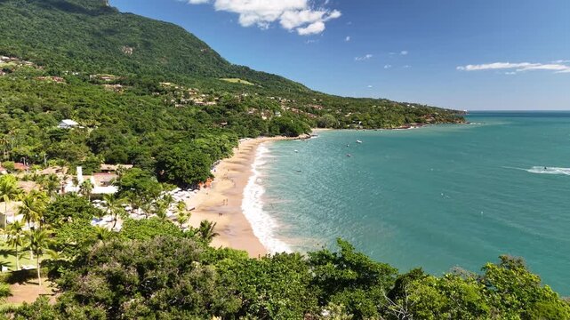 Aerial view of Curral Beach - Ilhabela, S&atilde;o Paulo north coast, Brazil
