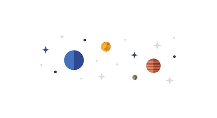 Planets and stars in space. © mursidi