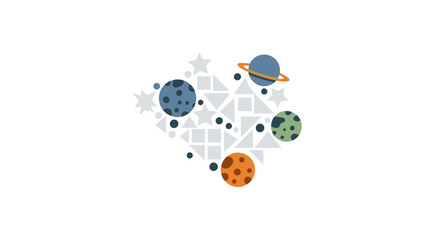 Planets and stars in space. © mursidi