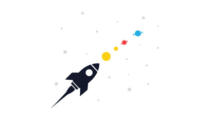 Rocket Ship Blasting Off Space. © mursidi